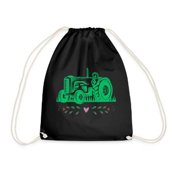 Tractor / tractor / tractor - Drawstring Bag - black - Front