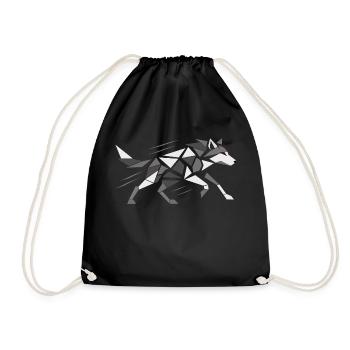 T-shirt loup géométrique | Design Brutalis - Sac de sport léger - noir - Devant