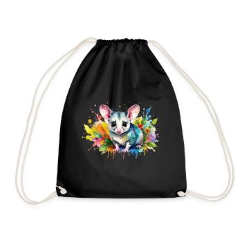 opossum,souris,graffiti,illustration,coloré - Sac de sport léger - noir - Devant