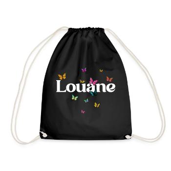 LOUANE - Beau prénom de fille avec des papillons - Sac de sport léger - noir - Devant