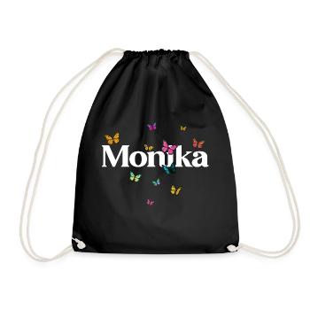 MONIKA - Beautiful Girl Name with Butterflies - Drawstring Bag - black - Front