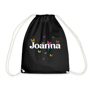 JOANNA - Beautiful girl name with butterflies - Drawstring Bag - black - Front