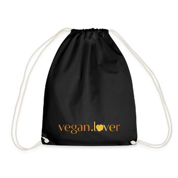 Vegan lover orange heart - Drawstring Bag - black - Front