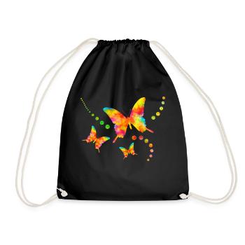 Bunte Schmetterlinge Schmetterling bunt Sommer süß - Turnbeutel - Schwarz - Vorne
