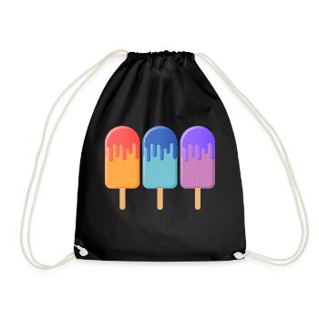 Eis am Stiel 004 AllroundDesigns - Turnbeutel - Schwarz - Vorne