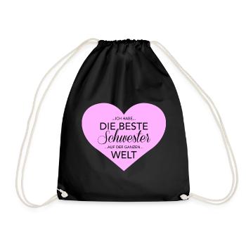 best sister - Drawstring Bag - black - Front
