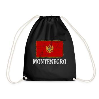 Montenegro Flagge - Fahne - Turnbeutel - Schwarz - Vorne
