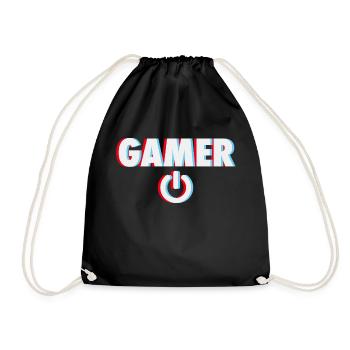 Spielekonsole Konsole Retro Geschenk - Turnbeutel - Schwarz - Vorne