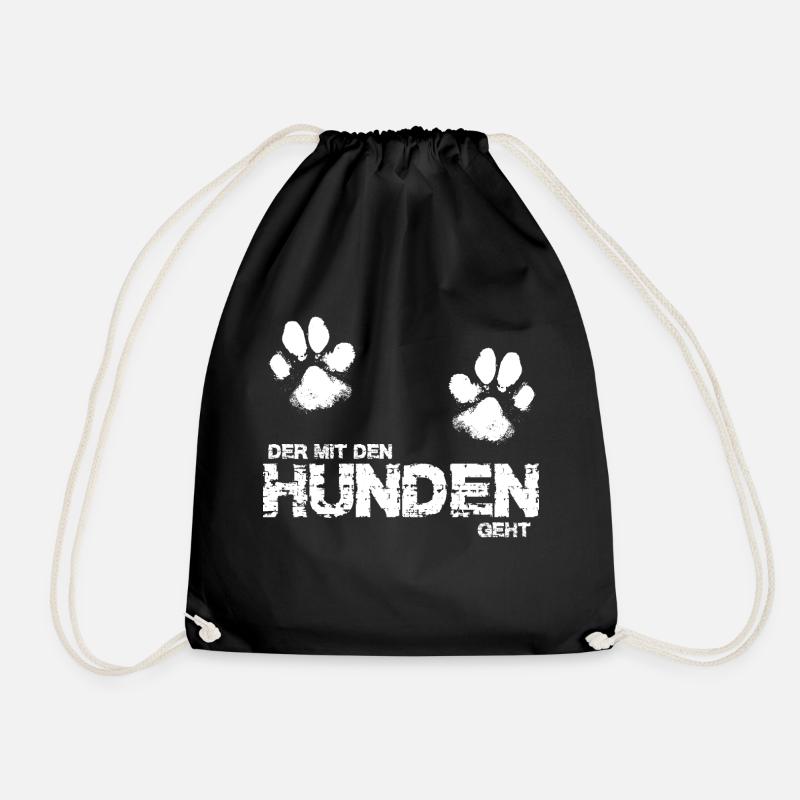 He goes with the dogs 3 - Drawstring Bag - black