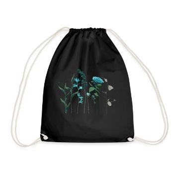 Fleurs et herbes vertes turquoises - Sac de sport léger - noir - Devant