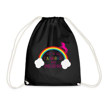 Rainbows & Unicorns - Drawstring Bag - black - Front