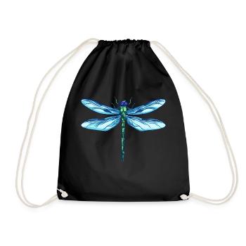 Dragonfly Libelle Geschenk Insekt bunt Flügel - Turnbeutel - Schwarz - Vorne