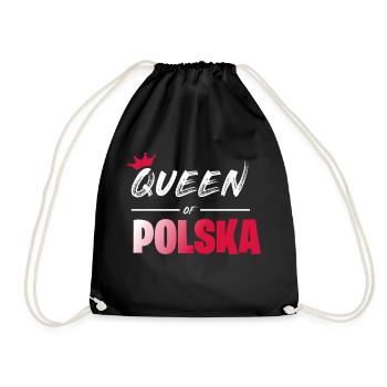 Queen of Polska Poland gift - Drawstring Bag - black - Front
