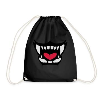 mouth Ferone language opened tooth 902 - Drawstring Bag - black - Front