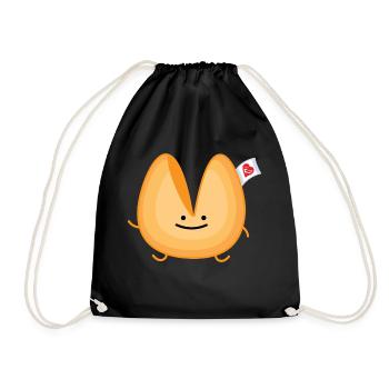 Fortune Cookie Love (b) - Drawstring Bag - black - Front