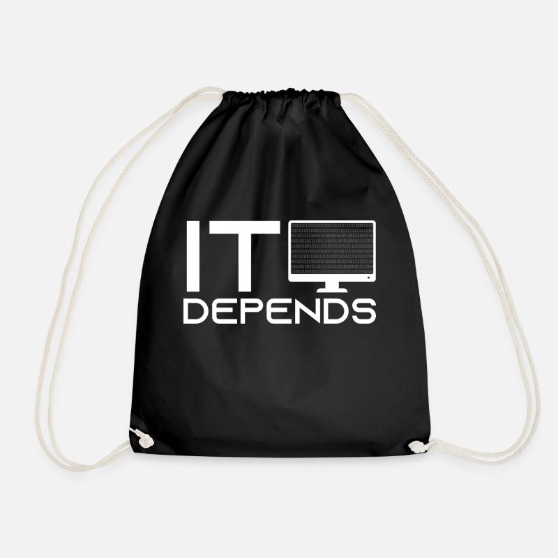 IT depends computer - Turnbeutel - Schwarz