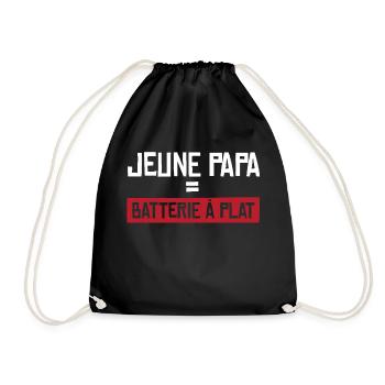 Jeune papa batterie à plat Cadeau homme humour - Sac de sport léger - noir - Devant
