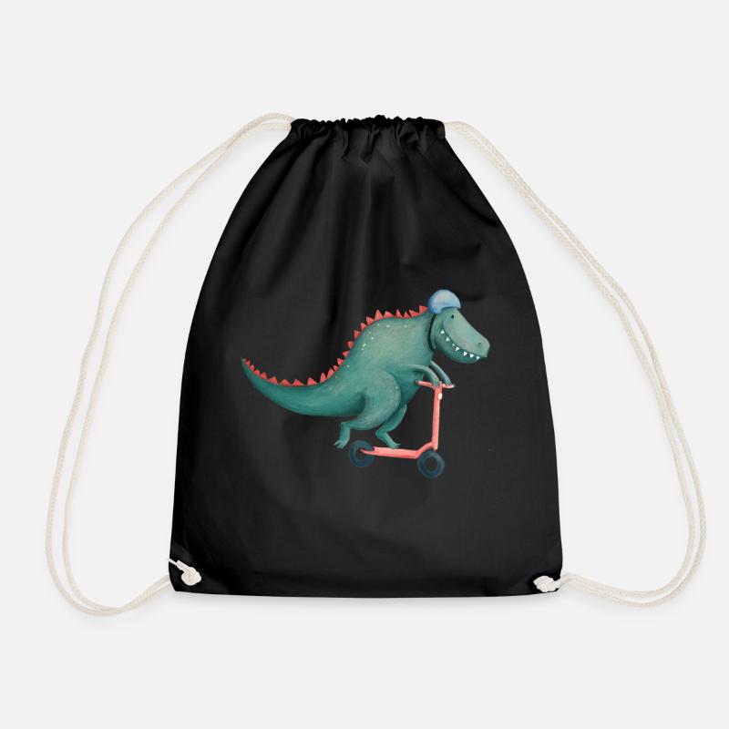 T-Rex fährt E-scooter - Turnbeutel - Schwarz