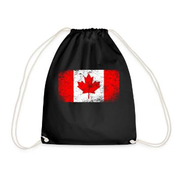 Kanada Flagge Ahornblatt Vintage - Turnbeutel - Schwarz - Vorne