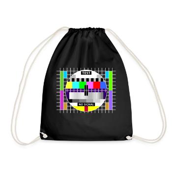 Test image test card status no signal screen display - Drawstring Bag - black - Front