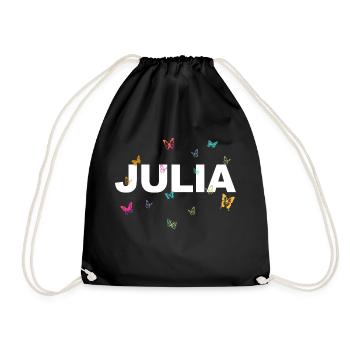 Julia - Joli nom avec les papillons, les filles - Sac de sport léger - noir - Devant