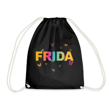 Frid a - Schöner Name mit Schmetterlingen, Mädchen - Turnbeutel - Schwarz - Vorne