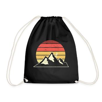 Retro Mountain Vintage - Drawstring Bag - black - Front