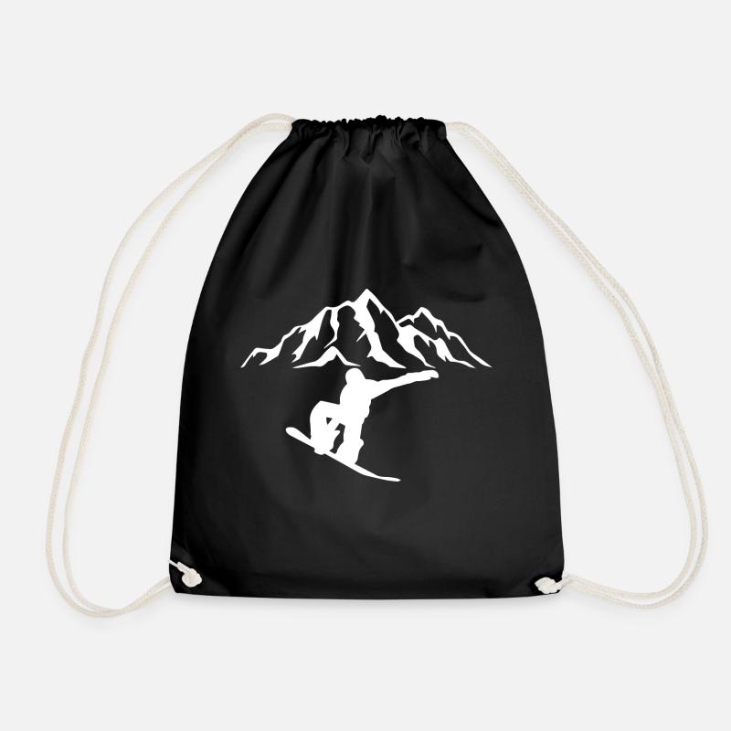 Snowboard Snowboarder - Drawstring Bag - black