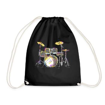 Batterie colorie cadeau batteur drums - Sac de sport léger - noir - Devant