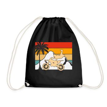 Dirt Bike Rider Retro Sunset - Drawstring Bag - black - Front