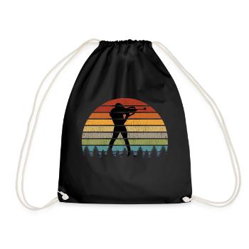 Biathlon Biathlete Figure Winter Sports Gift - Drawstring Bag - black - Front