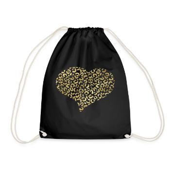 Cœur motifs léopard - Sac de sport léger - noir - Devant