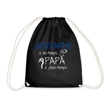 Cadeau papa gendarme - Sac de sport léger - noir - Devant
