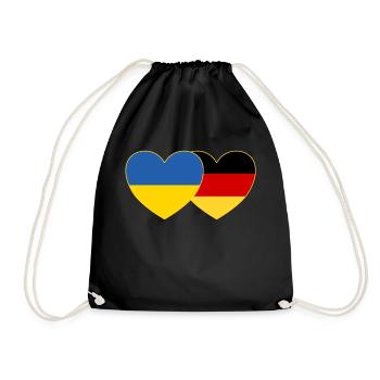 Ukraine Germany Heart Flag - Drawstring Bag - black - Front