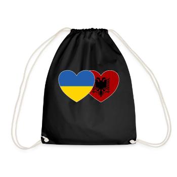 Ukraine Albania Heart Flag - Drawstring Bag - black - Front