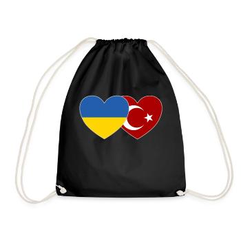 Ukraine Turkey Heart Flag - Drawstring Bag - black - Front