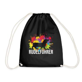 Dachshund Dackel Rauhaardackel Rudelführer Hundeli - Turnbeutel - Schwarz - Vorne