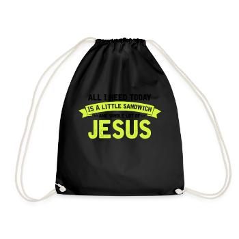 Jesus and Sandwich God Christ Christian - Drawstring Bag - black - Front