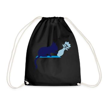 Umstoßen Blumenvase freche Katze - Turnbeutel - Schwarz - Vorne