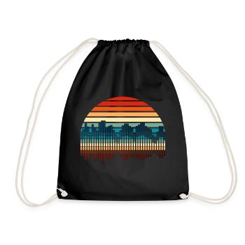 Musikliebhaber DJ Geschenkidee Retro Soundwave - Turnbeutel - Schwarz - Vorne