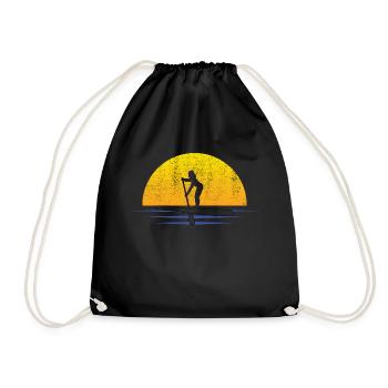 Stand Up Paddling Surfen Stehpaddeln Stehpaddler - Turnbeutel - Schwarz - Vorne