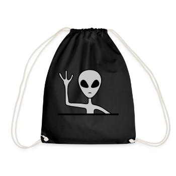 Grey male alien waves - Drawstring Bag - black - Front