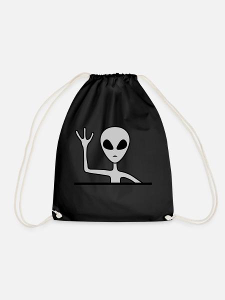 Grey male alien waves - Drawstring Bag - black