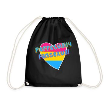Perpetually Pansexual LGBTQIAP+ pan pride flag - Drawstring Bag - black - Front