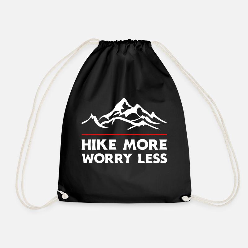 Hike More Worry Less. Wanderung Wandern Design - Turnbeutel - Schwarz