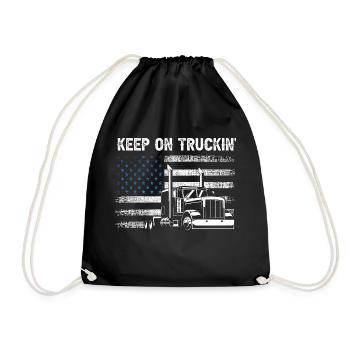 Keep On Truckin Awesome Patriotic Vintage Tea - Drawstring Bag - black - Front