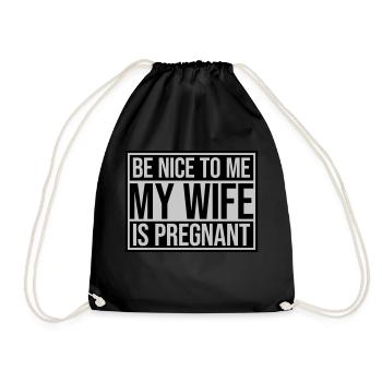 my wife is pregnant - Drawstring Bag - black - Front