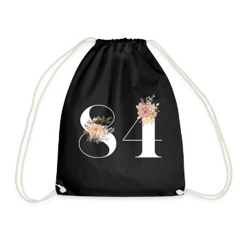 84th Anniversary Flowers (Gift of 84 years) - Drawstring Bag - black - Front