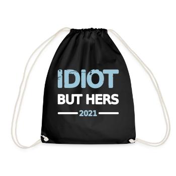 Idiot Couple 2021 Man Design Motif Grunge Vector - Drawstring Bag - black - Front