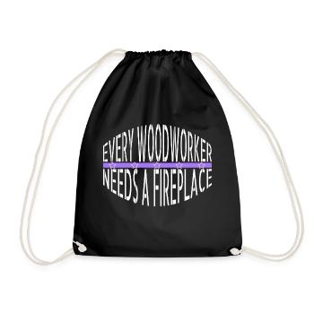 gift idea present safety helmet lumberjack geek - Drawstring Bag - black - Front